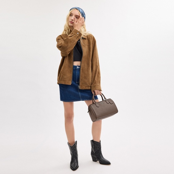 NEVER USED - Rowan Satchel Bag in Dark Stone with Gunmetal Accents - Picture 7 of 11